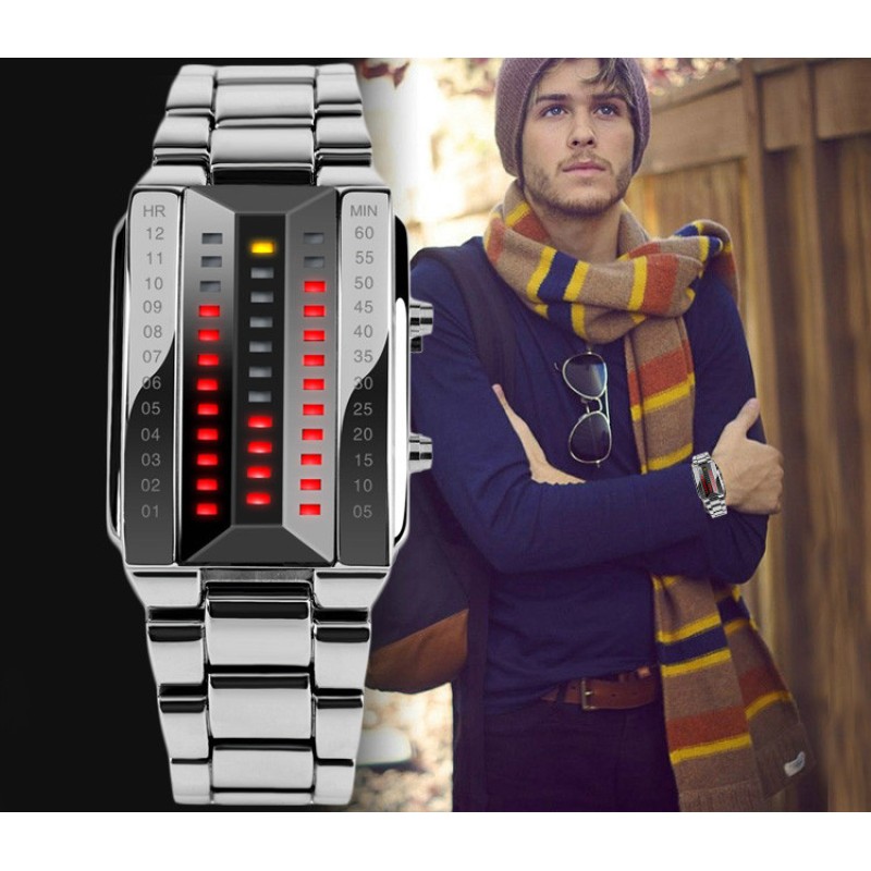 Годинник бінарний чоловічий Skmei 1035 Сріблястий