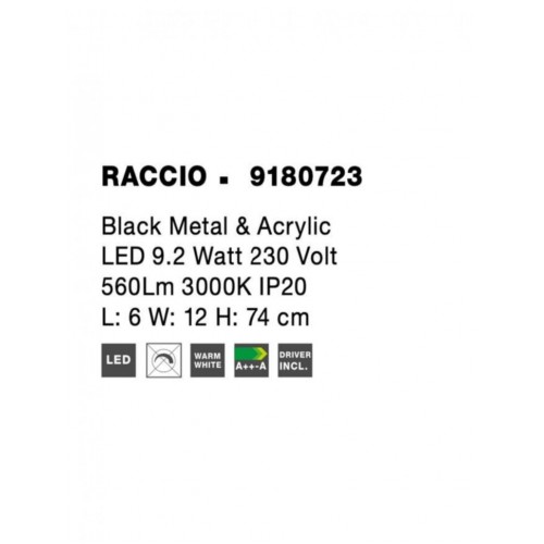 Настінний світильник Nova Luce Raccio 6x74 см Біло-чорний (Nova9180723) Настінний світильник Nova Luce Raccio 6x74 см Біло-чорний (Nova9180723)