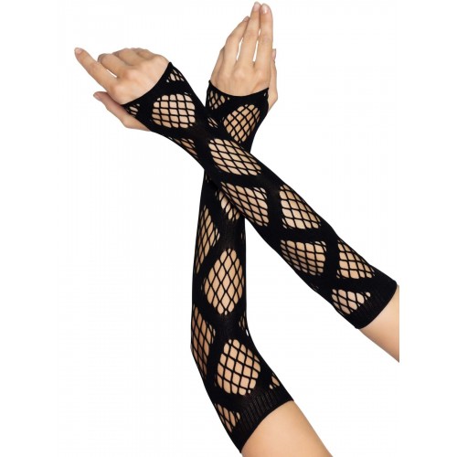 Довгі мітенки Leg Avenue Faux wrap net arm warmers One size Black, велика сітка в інтернет супермаркеті PbayMarket!