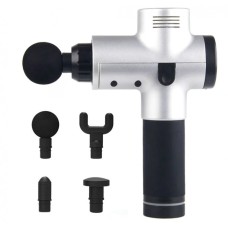 Акумуляторний масажер для тіла 4 насадки Fascial Gun KH-320 Сірий (VD201605923)