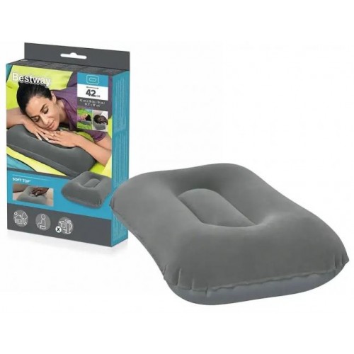 Надувна подушка Bestway кемпінгова 42х26х10 см Сірий (454941 grey) Надувна подушка Bestway кемпінгова 42х26х10 см Сірий (454941 grey)