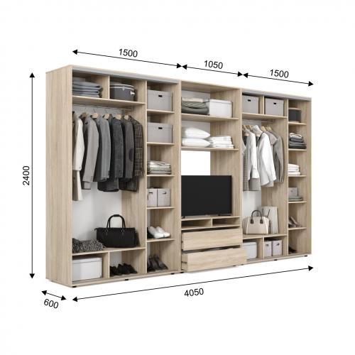 Шафа-купе під телевізор ViAnt ШКTv3 405х60х240 см Дуб сонома (8084) Шафа-купе під телевізор ViAnt ШКTv3 405х60х240 см Дуб сонома (8084)