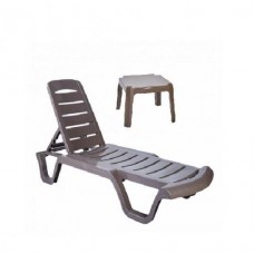 Комплект шезлонг Майями SDM 192х63 см + столик для шезлонга 47х47х35 см поліпропилен Капучино
