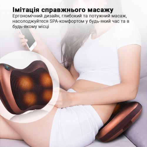Масажна подушка роликовий інфрачервоний масажер для шиї та спини Inspire 053P Коричневий Масажна подушка роликовий інфрачервоний масажер для шиї та спини Inspire 053P Коричневий