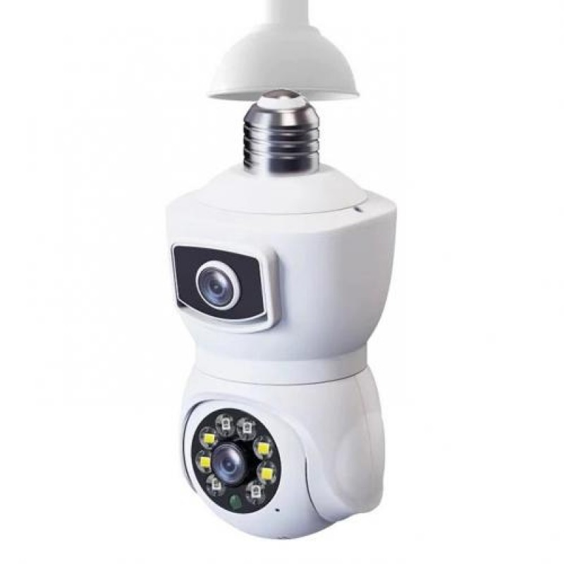 IP камера відеоспостереження в патрон RIAS V380-E27 (v380 APP) Wi-Fi 2 об'єктива 2MP+2MP White