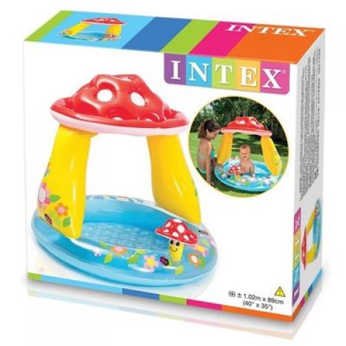 Дитячий надувний басейн з навісом Intex Грибок 57114 102х89х17 см Різнокольоровий Дитячий надувний басейн з навісом Intex Грибок 57114 102х89х17 см Різнокольоровий