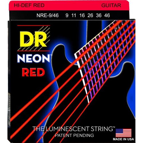 Струни для електрогітари DR NRE-9/46 Hi-Def Neon Red K3 Coated Light Heavy Electric Guitar Strings 9/46 Струни для електрогітари DR NRE-9/46 Hi-Def Neon Red K3 Coated Light Heavy Electric Guitar Strings 9/46