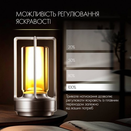 Лампа-нічник світлодіодна сенсорна No Brand LED акумуляторна з регулюванням яскравості Срібло (KL-Silver) Лампа-нічник світлодіодна сенсорна No Brand LED акумуляторна з регулюванням яскравості Срібло (KL-Silver)
