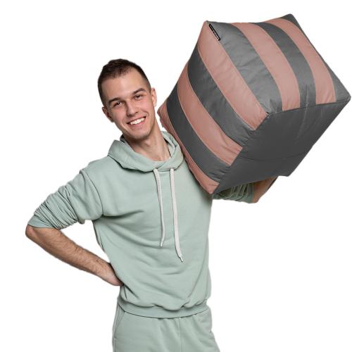 Пуф Кубик Смугастий Оксфорд 40х40 Студія Комфорту Сірий + Кава Пуф Кубик Смугастий Оксфорд 40х40 Студія Комфорту Сірий + Кава