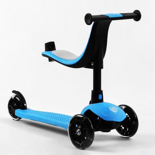 Самокат-велобіг Best Scooter 3 в 1 колеса PU зі світлом сидіння батьківська ручка 50 кг Blue (106697)