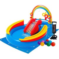 Надувний ігровий центр Intex 57453-2 «Райдуга», 297 х 193 х 135 см, з кульками 16 шт, підстилкою, насосом