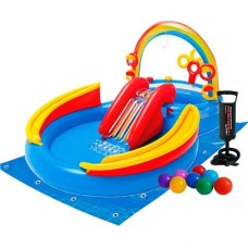 Надувний ігровий центр Intex 57453-2 «Райдуга», 297 х 193 х 135 см, з кульками 16 шт, підстилкою, насосом