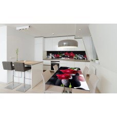 Наклейка вінілова на стіл Zatarga «Червона орхідея Чорне каміння» 600х1200 мм Z180368st