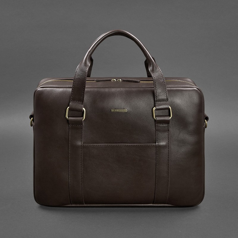 Шкіряна сумка для ноутбука та документів темно-коричнева BlankNote