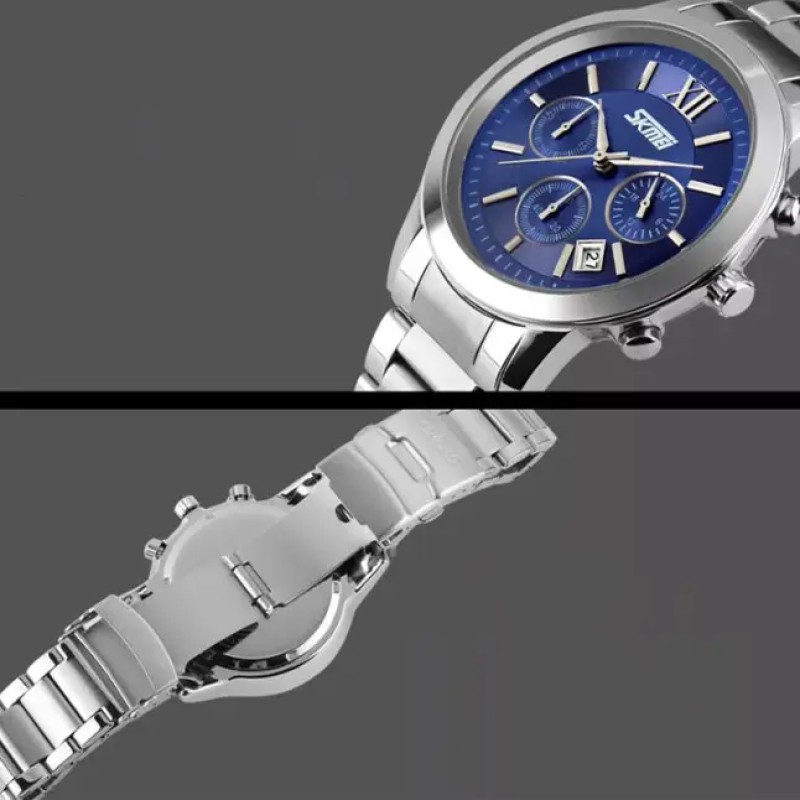 Чоловічий наручний годинник Skmei Tandem 9097 Сріблястий