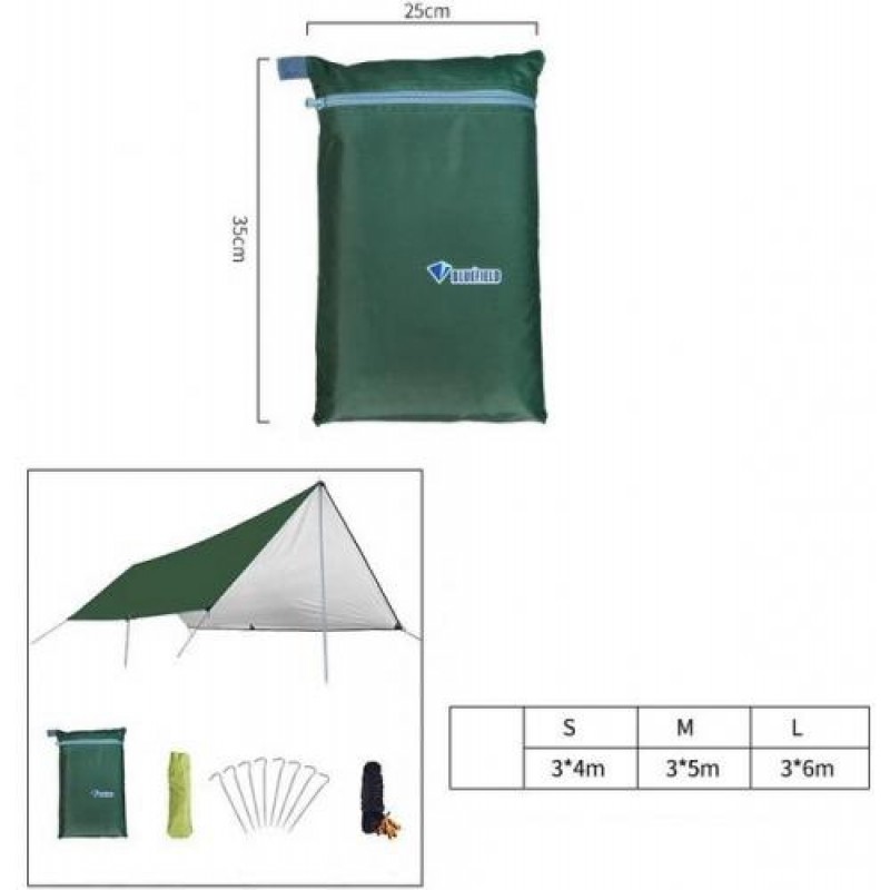 Тент туристичний Bluefield водонепроникний S 3x4 м Темно-зелений (050461)