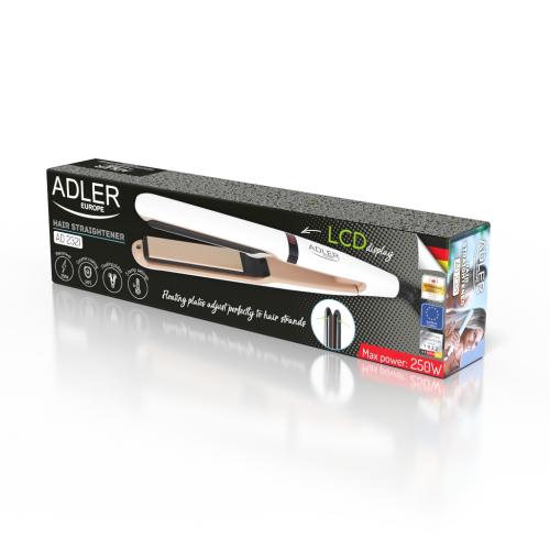 Випрямляч для волосся Adler 28х2,5х4 см Рожево-білий AD 2321 Випрямляч для волосся Adler 28х2,5х4 см Рожево-білий AD 2321