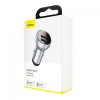 Адаптер автомобільний BASEUS Digital Display Dual USB 2USB, 4.8A, 24W, сріблястий