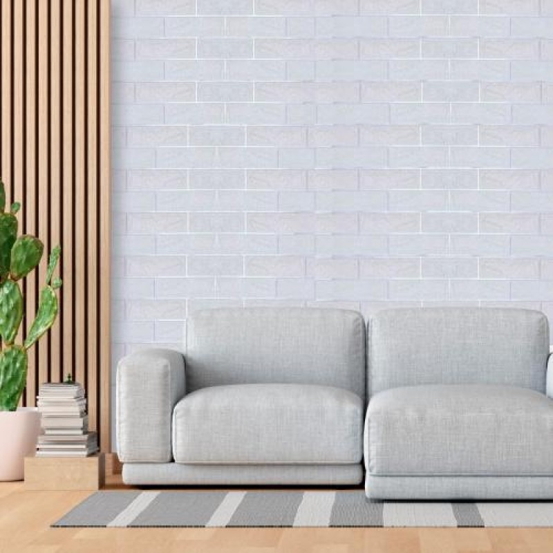 Самоклеюча декоративна 3D панель 3D Loft Os-BG01-3 Під білу матову цеглу зі сріблом 700x770x3 мм