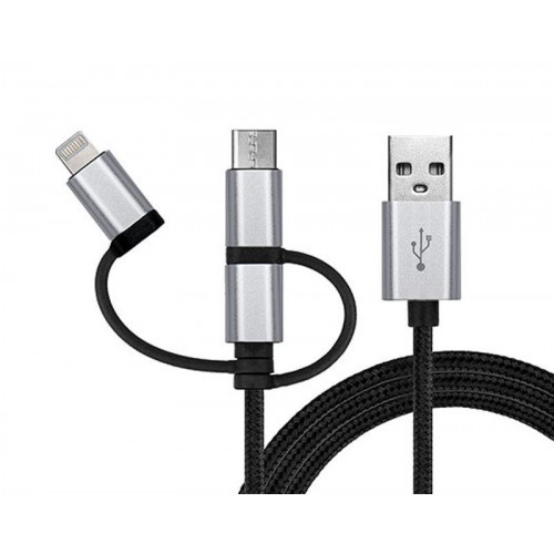 Кабель REAL-EL Premium USB2.0 AM-3in1 Lightning/microUSB/USB-C 1m Чорний (EL123500035) в інтернет супермаркеті PbayMarket!