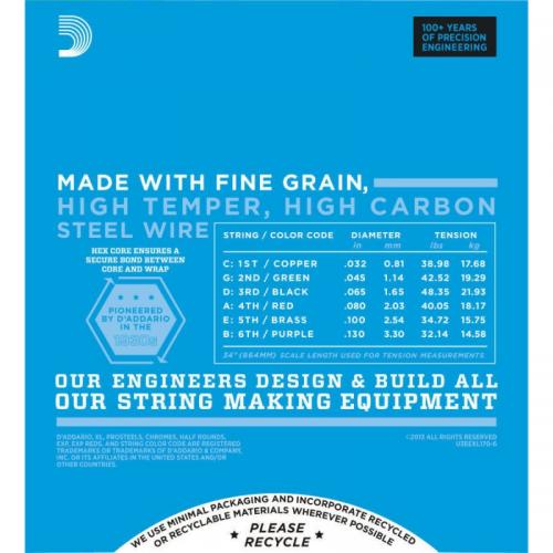 Струни для бас-гітари D'Addario Nickel Wound EXL170-6 Regular Light 6-String Bass 32/130 Струни для бас-гітари D'Addario Nickel Wound EXL170-6 Regular Light 6-String Bass 32/130