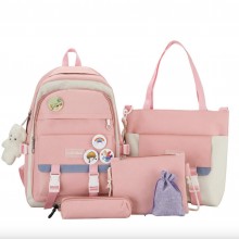 Рюкзак шкільний для дівчинки Hoz CLBDBAG 4 в 1 41х30х14 см Рожевий (SK001632)