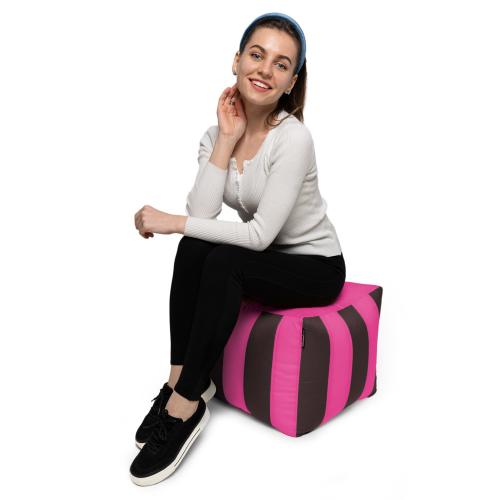 Пуф Кубик Смугастий Оксфорд 40х40 Студія Комфорту Коричневий + Рожевий Пуф Кубик Смугастий Оксфорд 40х40 Студія Комфорту Коричневий + Рожевий