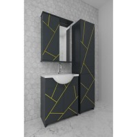 Комплект меблів Mikola-M Chaos з пеналом із пластику сірий/жовтий 70 см Комплект меблів Mikola-M Chaos з пеналом із пластику сірий/жовтий 70 см