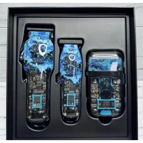 Набір для стрижки VGR V-645 3в1 LED Чорно-блакитний (2390000032) Набір для стрижки VGR V-645 3в1 LED Чорно-блакитний (2390000032)