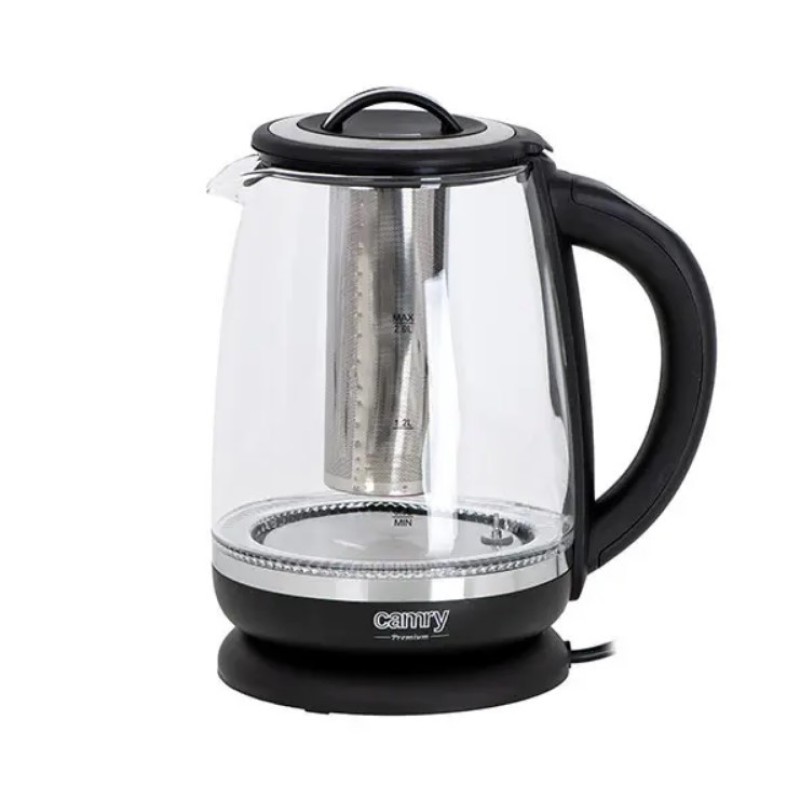Електрочайник із заварником і терморегулятором 2 л Camry CR-1290 Black