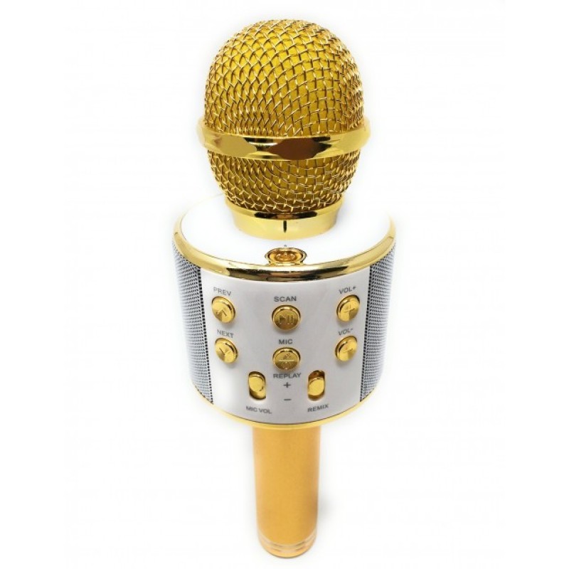 Бездротовий Bluetooth караоке мікрофон зі зміною голосу WSTER WS-858 Золотий Original Gold