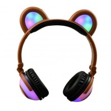 Навушники Linx Bear Ear Headphone з ведмежими вушками LED підсвічування 350 mAh Коричневий (SUN1863)