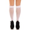 Шкарпетки ажурні з рюшами Leg Avenue Sweetheart Ruffle Cuff Knee Highs White, високі