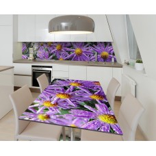 Наклейка 3Д вінілова на стіл Zatarga «Пелюстки в росі» 600х1200 мм для будинків, квартир, столів, кав'ярень, кафе