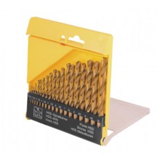 Набір свердлів для металу MASTERTOOL 19 шт HSS (1-10 мм крок 0.5 мм) у пластиковій коробці титан 11-0219