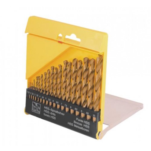 Набір свердлів для металу MASTERTOOL 19 шт HSS (1-10 мм крок 0.5 мм) у пластиковій коробці титан 11-0219 Набір свердлів для металу MASTERTOOL 19 шт HSS (1-10 мм крок 0.5 мм) у пластиковій коробці титан 11-0219