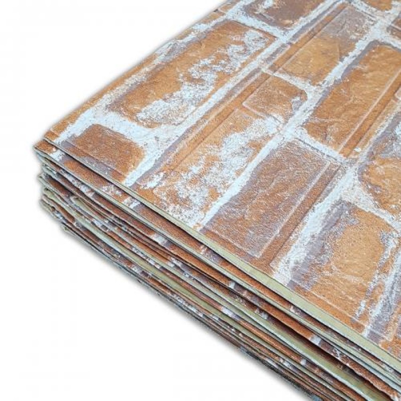 Самоклеюча декоративна 3D панель під катеринославську цеглу в рулоні 3D Loft 3080x700x3 мм Рудий