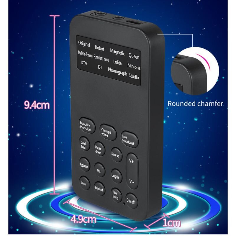 Змінювач голосу для телефону або комп'ютера з 8-ю режимами зміни голосу  і 16 звуковими ефектами Voice Changer VC-12