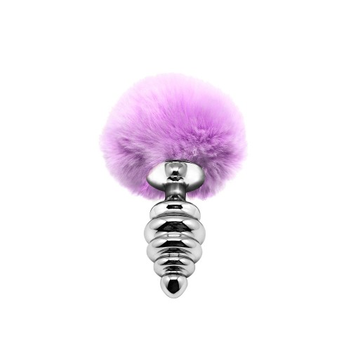 Металева анальна пробка Кролячий хвостик Alive Fluffy Twist Plug M Purple, діаметр 3,4 см в інтернет супермаркеті PbayMarket!