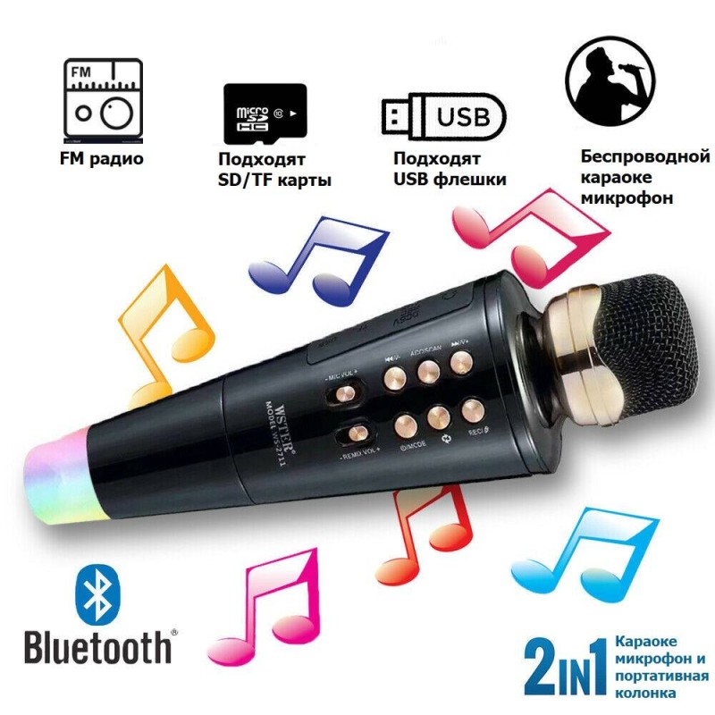 Бездротовий караоке-мікрофон Wster WS2711 Чорний AN 415615