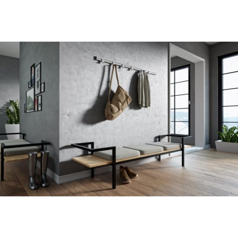 Банкетка - пуф для передпокою в стилі Loft NS-121 500x1600x450 мм Черный