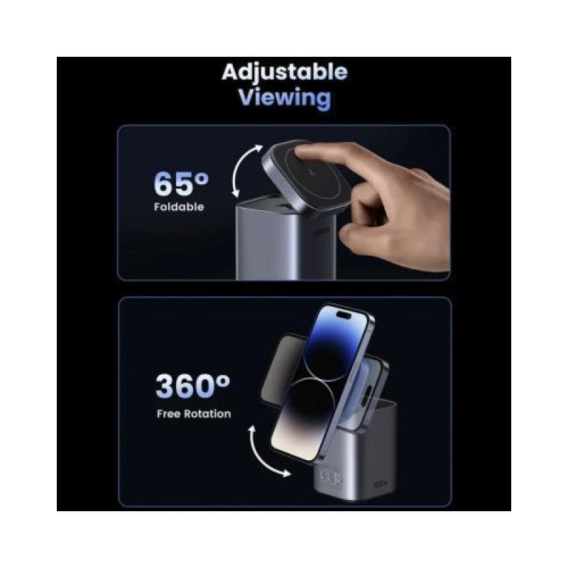 Зарядна станція Ugreen CD342 100W 2-in-1 GaN Charging Station EU Space Gray