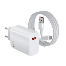 Швидка USB зарядка GaN 5V-3A, 9V-2A, 12V-1.5A, макс. потужність 18 Ватт + USB кабель 1метр Nectronix TRG-160