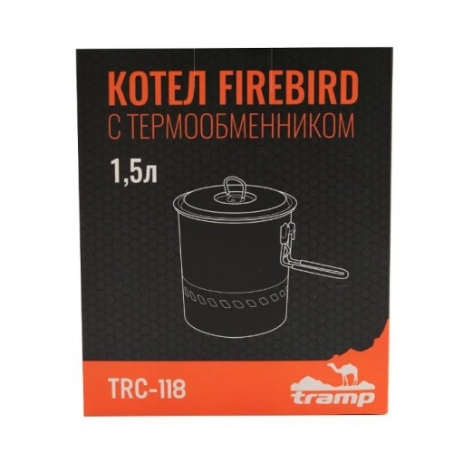 Похідний казанок Tramp TRC-118 з кришкою та теплообмінником 1,5 л Сірий