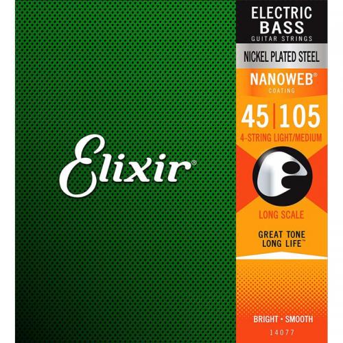 Струни для бас-гітари Elixir 14077 Nanoweb Coated Nickel Plated Steel Light/Medium 4-String Bass 45/105 Струни для бас-гітари Elixir 14077 Nanoweb Coated Nickel Plated Steel Light/Medium 4-String Bass 45/105