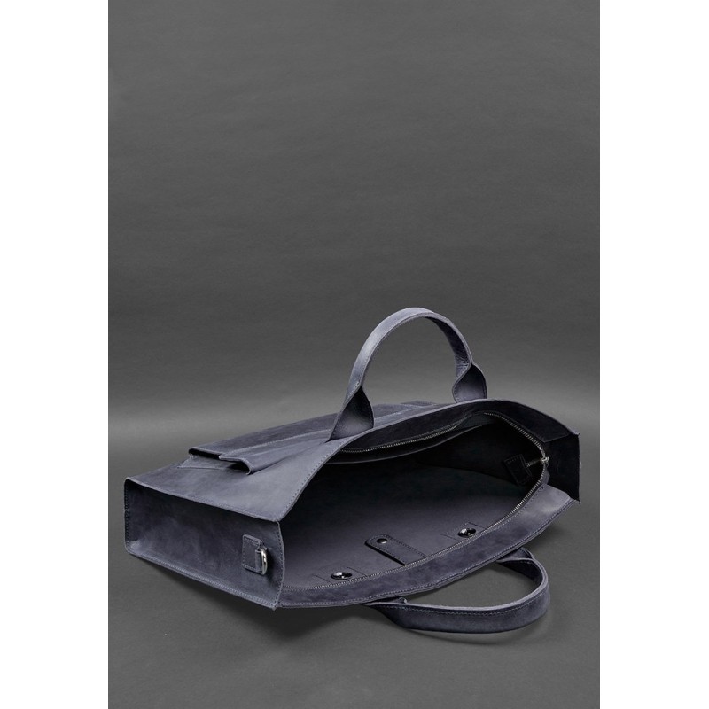 Шкіряна сумка для ноутбука та документів Універсальна синя Crazy Horse BlankNote