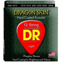 Струни для акустичної гітари 12 шт DR DSA-10/12 Dragon Skin K3 Coated Acoustic Guitar 12 Strings 10/48
