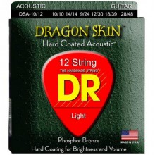 Струни для акустичної гітари 12 шт DR DSA-10/12 Dragon Skin K3 Coated Acoustic Guitar 12 Strings 10/48