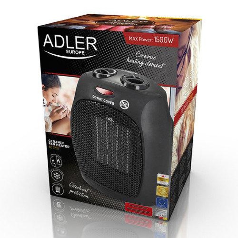 Тепловентилятор керамічний Adler AD 7702, чорний