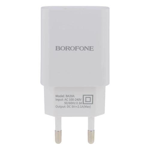 Мережеве заряджання Borofone BA20A 2.1A адаптер 1 USB + кабель Type C Білий Мережеве заряджання Borofone BA20A 2.1A адаптер 1 USB + кабель Type C Білий